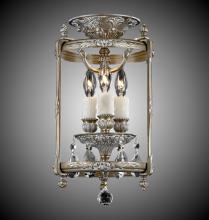 American Brass & Crystal LTFM2208-ALN-23S-ST - 3 Light 8 inch Semi-Flush Lantern with Clear Curved glass & Crystal