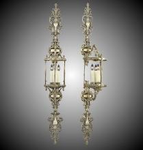 American Brass & Crystal WS2190-12G-PI - 3 Light 8 inch Lantern Double Extended Wall Sconce with Clear Curved Glass