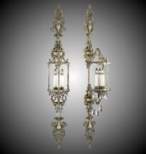 American Brass & Crystal WS2290-A-13S-ST - 3 Light 8 inch Double Extended Lantern Wall Sconce with Clear Curved glass & Crystal