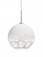 Besa Lighting 1JT-ROCKYWH-SN - Besa, Rocky Cord Pendant, White, Satin Nickel Finish, 1x60W Medium Base