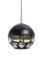 Besa Lighting 1TT-ROCKYBK-LED-SN - Besa, Rocky Stem Pendant, Black, Satin Nickel Finish, 1x9W LED